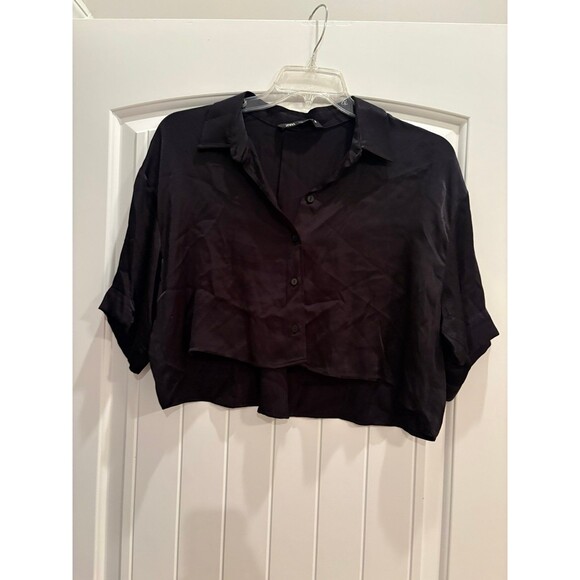 Zara small black cropped blouse - Picture 1 of 6